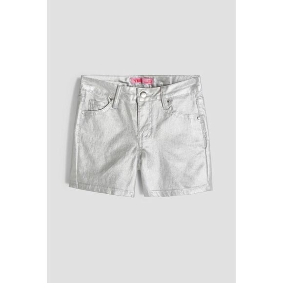 YMI Girls Silver Metallic Glam Shorts Size 10 Holiday Party or Summer Fun - Picture 1 of 12